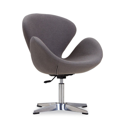 Raspberry Swivel Lounge Chair with 360-Degree Rotation, gray fabric, chrome base on Tampa Home & Garden Store