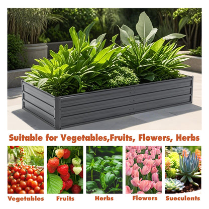 Metal raised garden bed 6x3x1 ft gray by HouseOfZazla with lush green plants on Tampa Home & Garden Store
