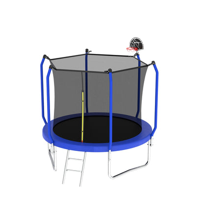 Outdoor Backyard Trampoline and Basketball Hoop