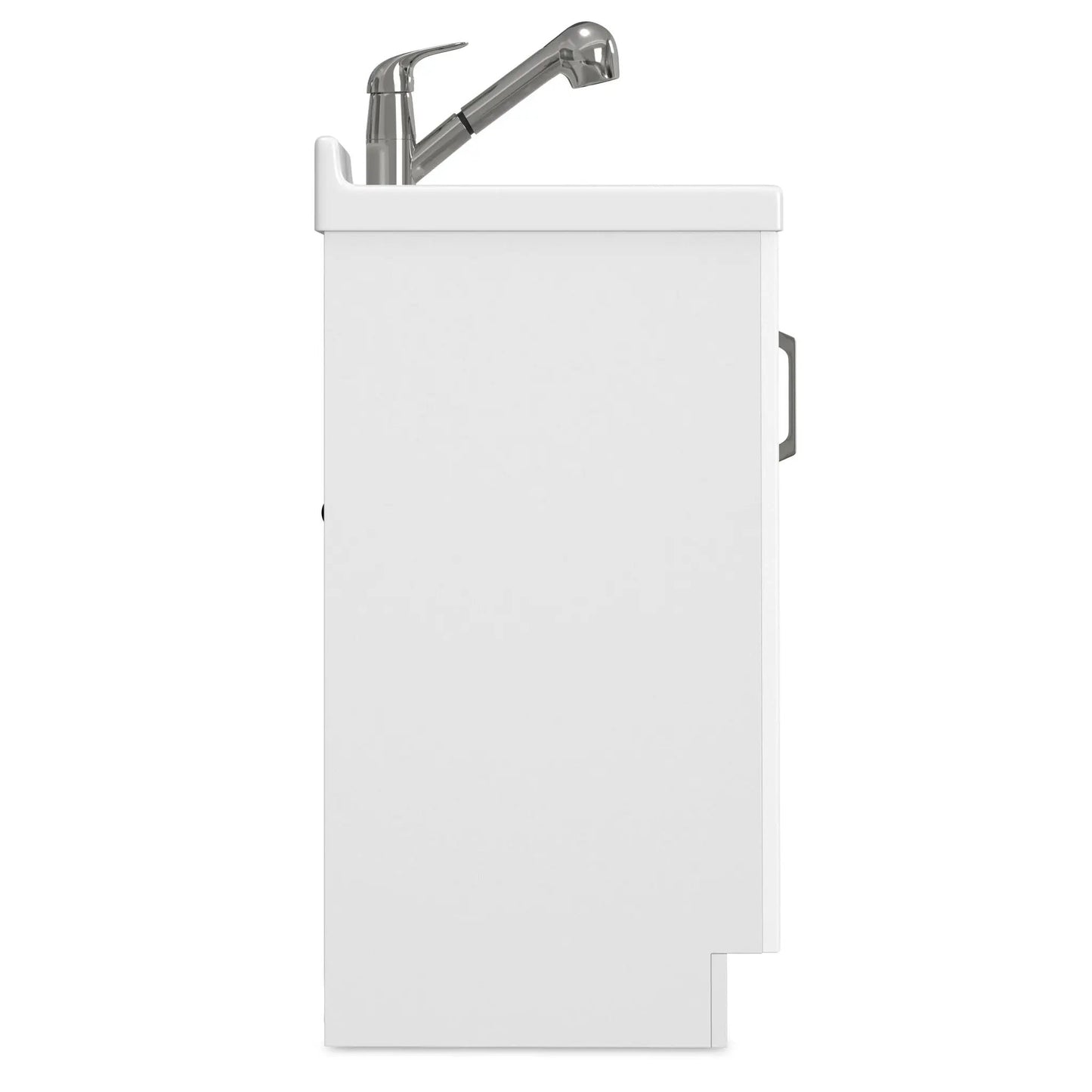 Kyle laundry cabinet vanity by Unique Piece Furniture with chrome faucet and stainless sink on Tampa Home & Garden Store