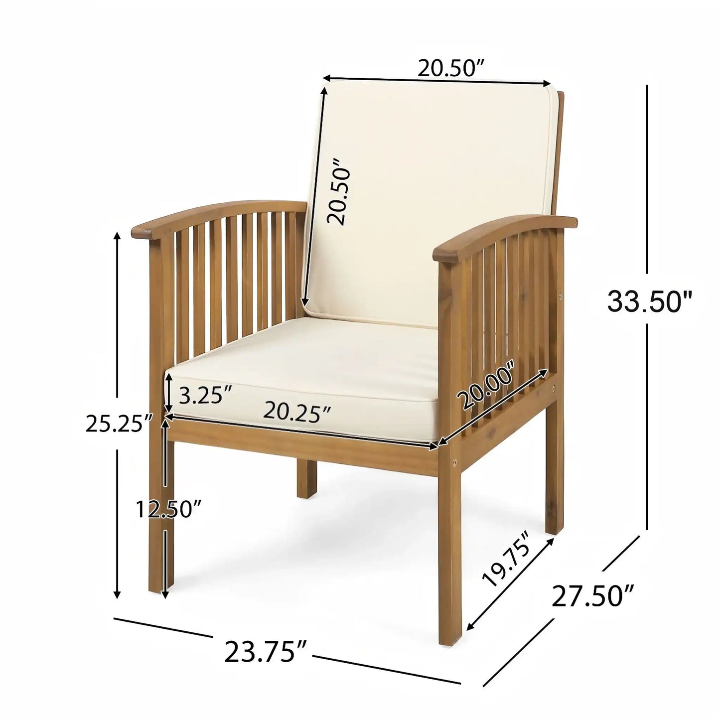 Casa Acacia Club Chair with beige cushion and acacia wood frame by HouseOfZazla on Tampa Home & Garden Store