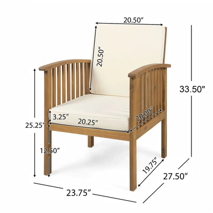Casa Acacia Club Chair with beige cushion and acacia wood frame by HouseOfZazla on Tampa Home & Garden Store