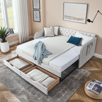 Modern Daybed with Trundle and Storage Drawers