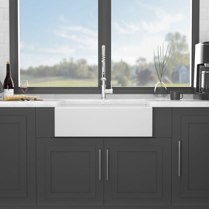 White Ceramic Farmhouse Sink And Double Bowl Set