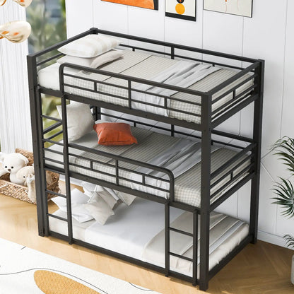 Triple Bunk Bed with Sturdy Construction