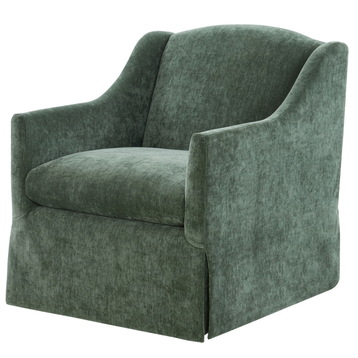 Skirted swivel accent chair in green velvet by HouseOfZazla on Tampa Home & Garden Store