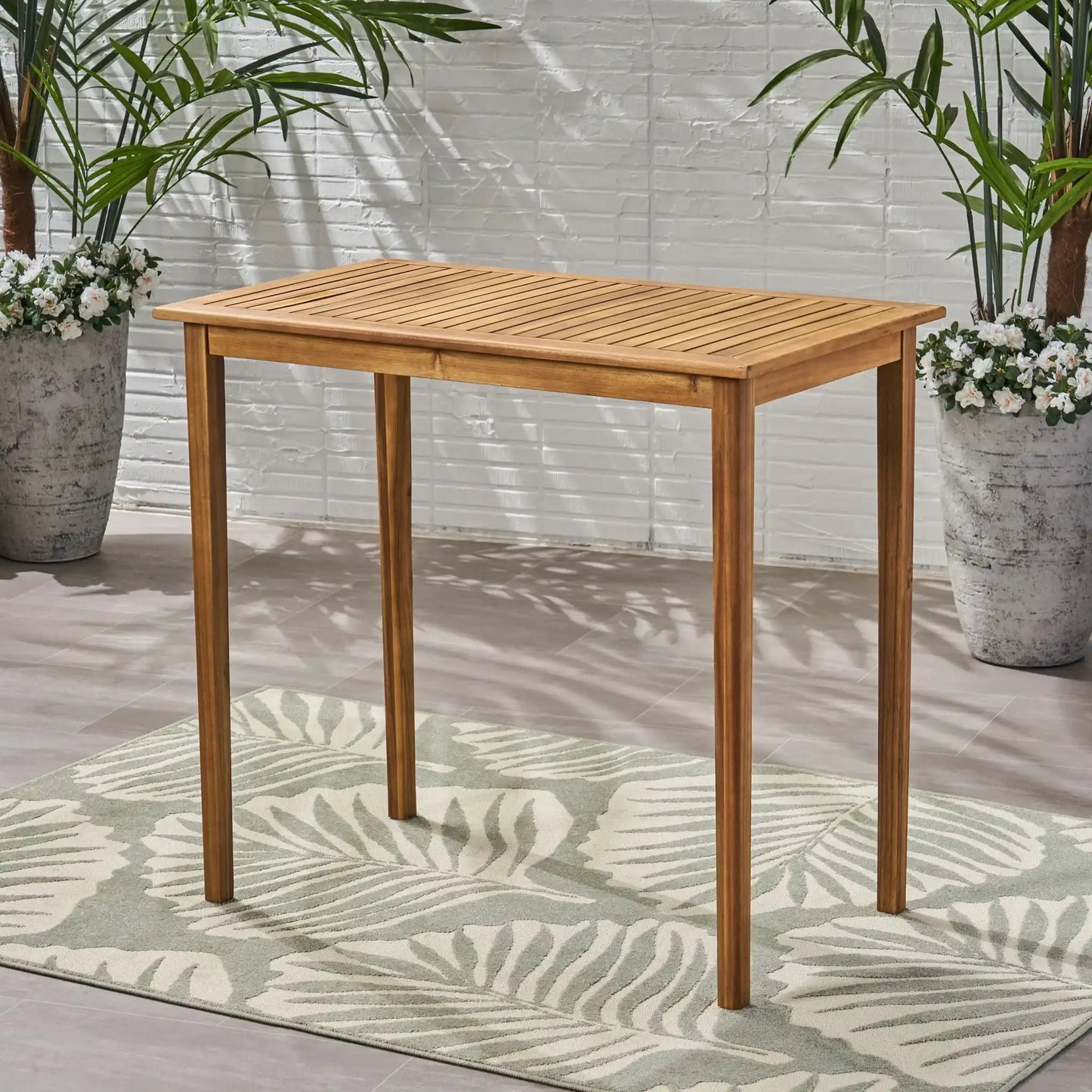Minimalist Acacia Rectangle and Patio Bar Table