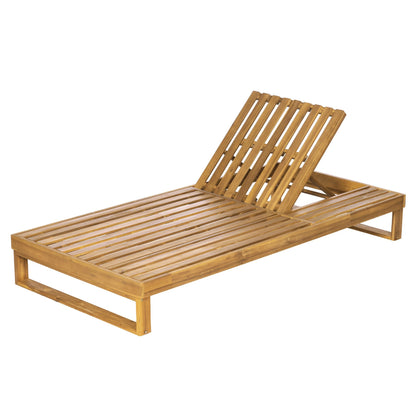 Acacia Wood Chaise Lounge with Adjustable Comfort