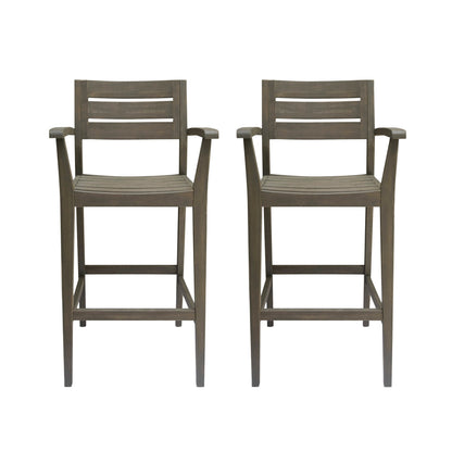 Stamford Barstool pair in weathered gray wood with slatted backs by HouseOfZazla on Tampa Home & Garden Store