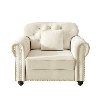 Sofa with nailhead trim and rolled armrests