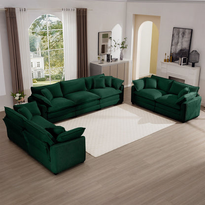 HouseOfZazla 3-piece emerald-green sectional sofa set with deep seats and flexible layout on Tampa Home & Garden Store