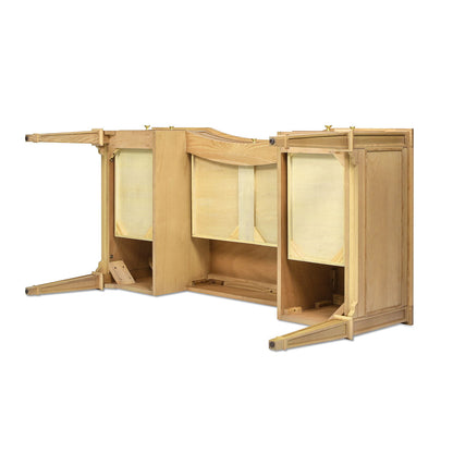 Dauphin 5 Drawer Executive Desk base in natural solid rubber hardwood, light brown finish on Tampa Home & Garden Store