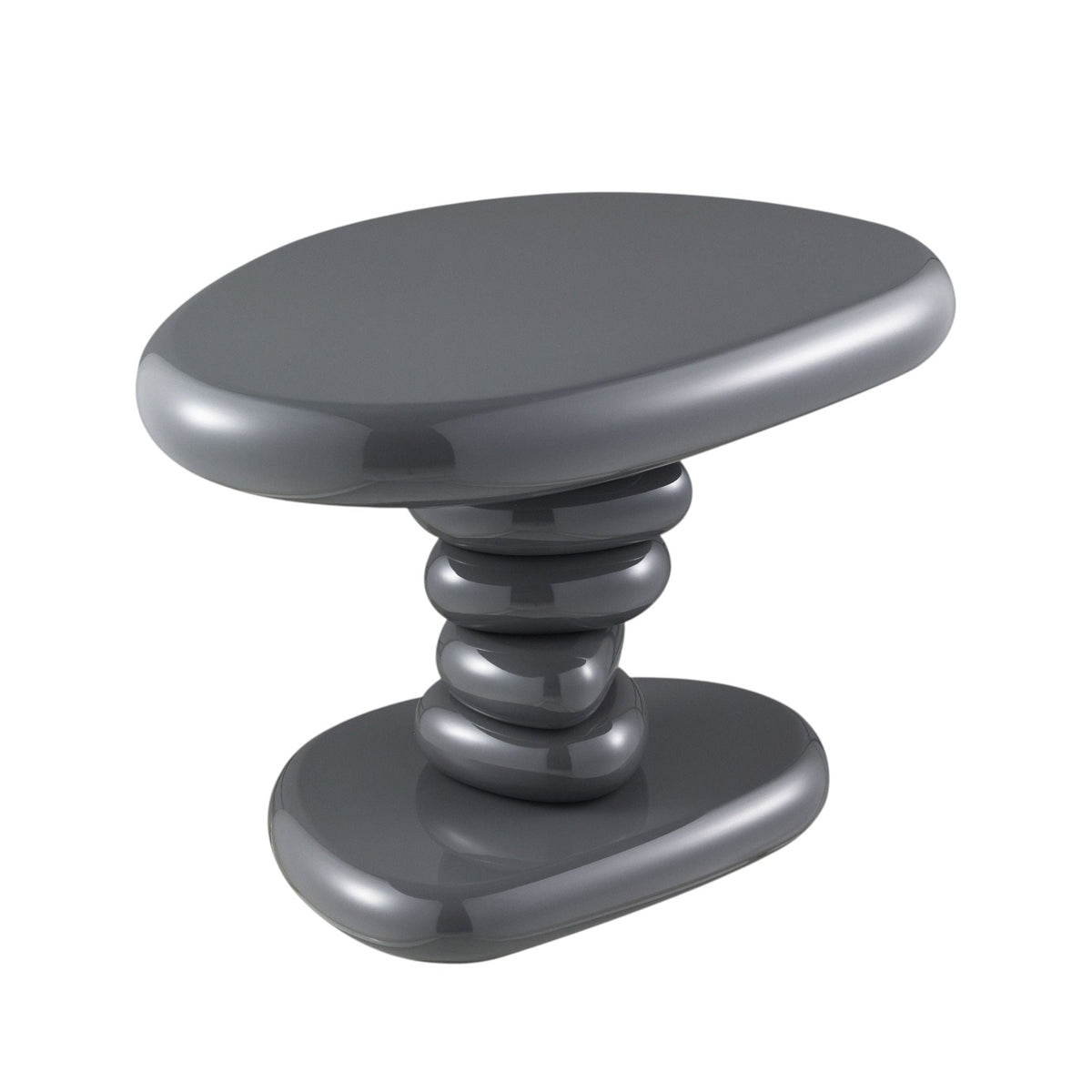 Charlene dark gray end table with high gloss oval top and stacked pedestal base by HouseOfZazla on Tampa Home & Garden Store
