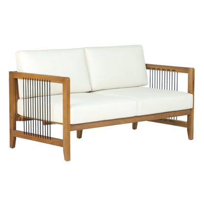 4-Piece acacia wood outdoor patio sofa set with white cushions by HouseOfZazla on Tampa Home & Garden Store
