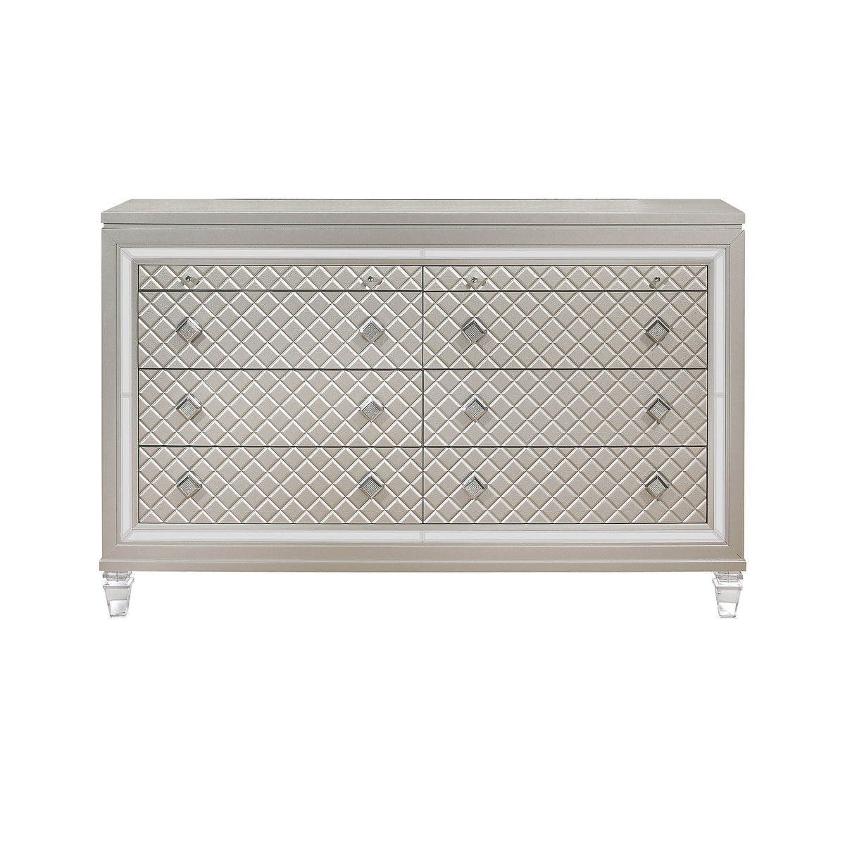 Glam dresser with champagne finish, diamond mirrored front, crystal knobs by HouseOfZazla on Tampa Home & Garden Store