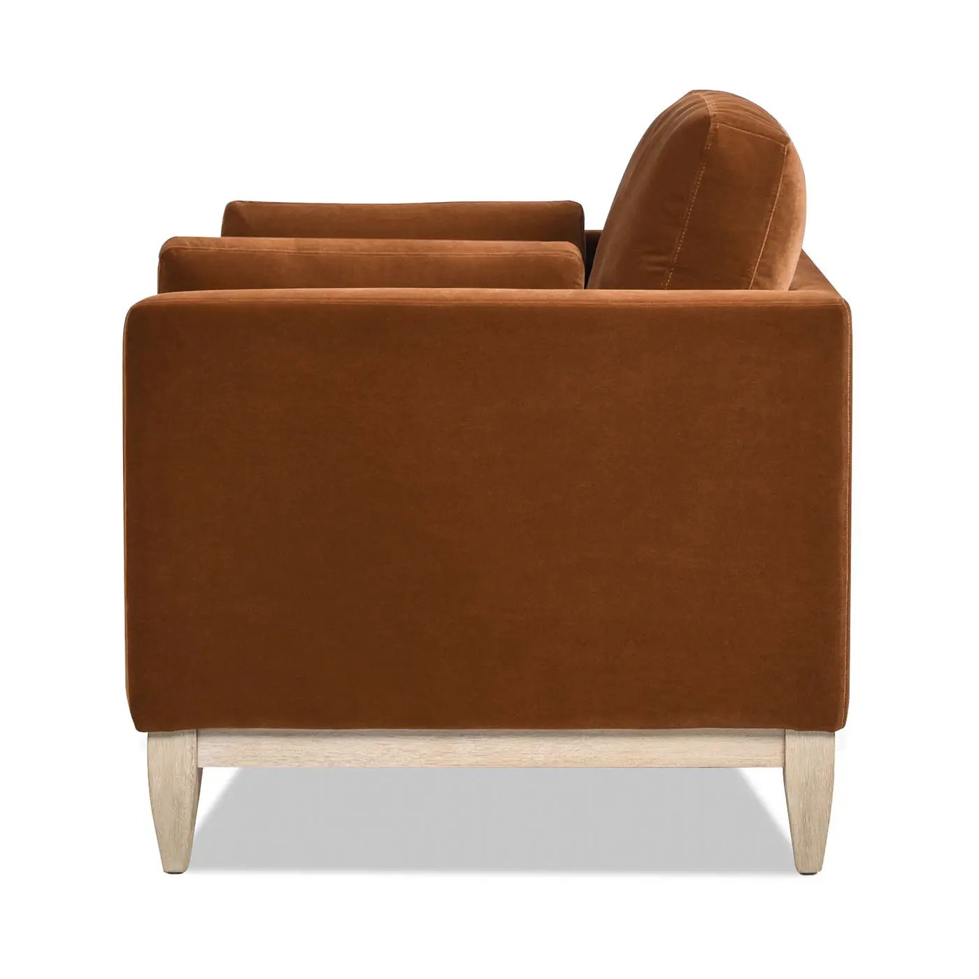 Knox Modern Farmhouse Arm Chair, orange velvet, light wood legs, Unique Piece Furniture on Tampa Home & Garden Store