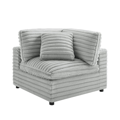 Gray corner accent chair with down-blend cushion, Jenny model, compact plush upholstery on Tampa Home & Garden Store