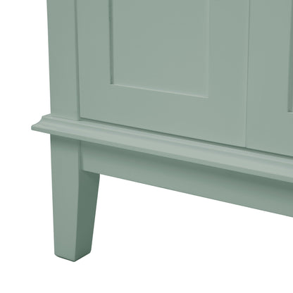 Modern bathroom vanity base with mint green finish, paneled sides, tapered leg on Tampa Home & Garden Store