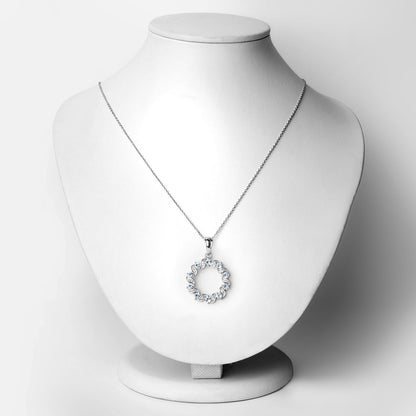 Sterling silver halo pendant with 1.10ct aquamarine and white topaz stones on chain on Tampa Home & Garden Store
