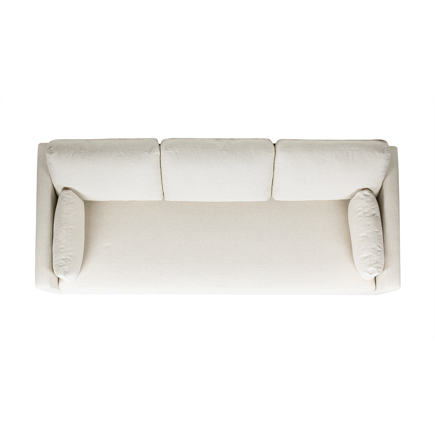 Knox 84in Modern Farmhouse Sofa in flax white linen, three back cushions, neutral fabric on Tampa Home & Garden Store
