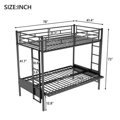 Twin over full bunk bed in black metal with ladder by Unique Piece Furniture on Tampa Home & Garden Store