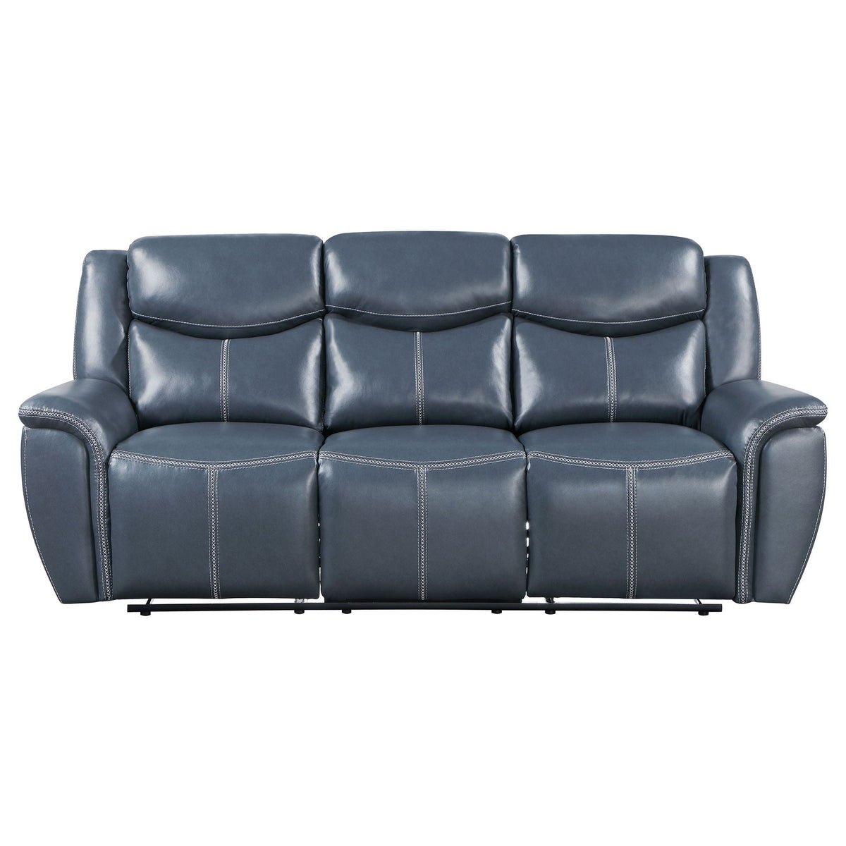 Blue Motion Reclining Sofa And Center Console