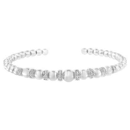 Sterling silver bracelet with diamond rondelle beads and graduated ball beads cuff fits 7.5 in on Tampa Home & Garden Store