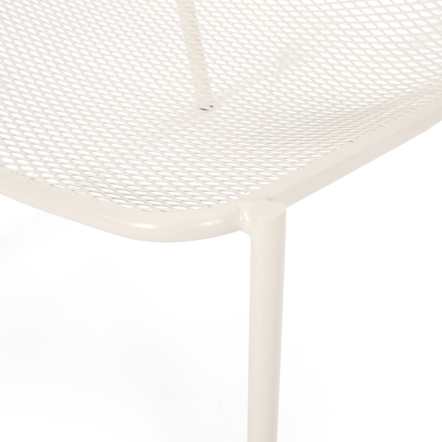 Kincaid Stackable Iron Chair white armless outdoor chair with lattice mesh seat on Tampa Home & Garden Store