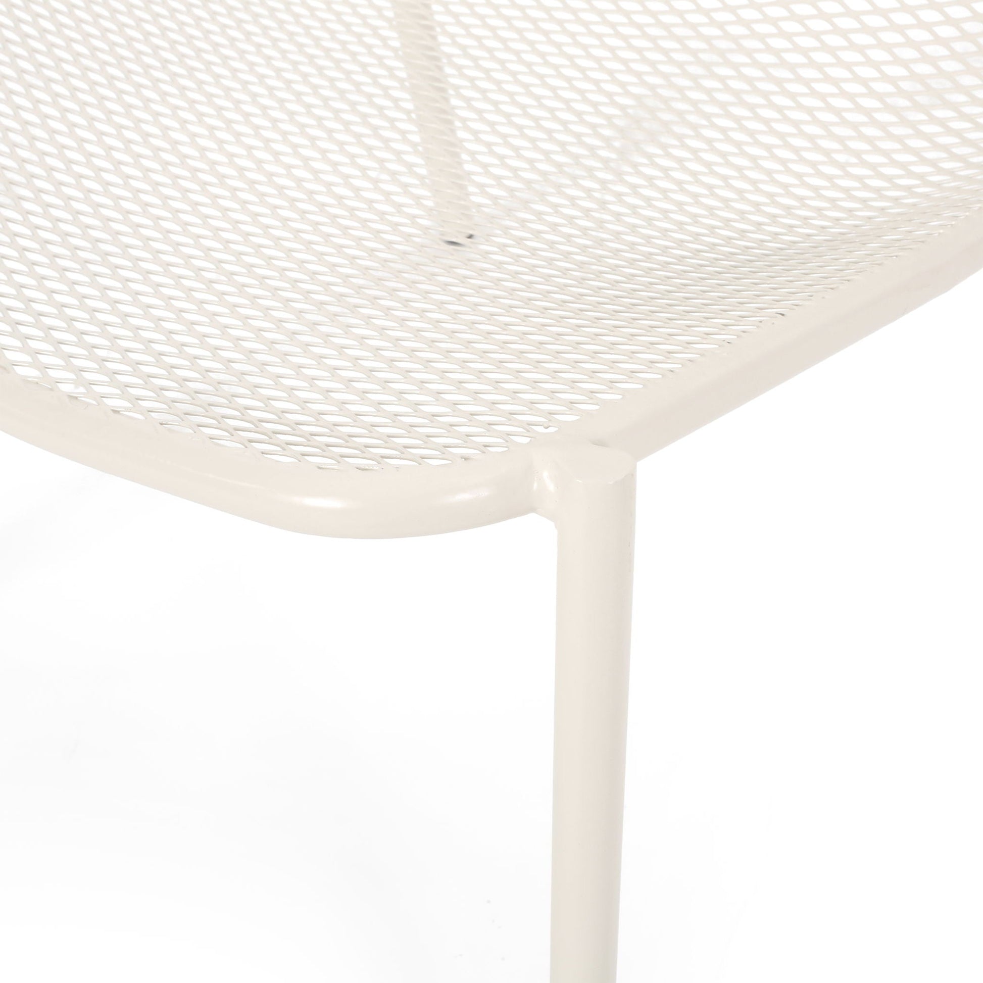 Kincaid Stackable Iron Chair white armless outdoor chair with lattice mesh seat on Tampa Home & Garden Store