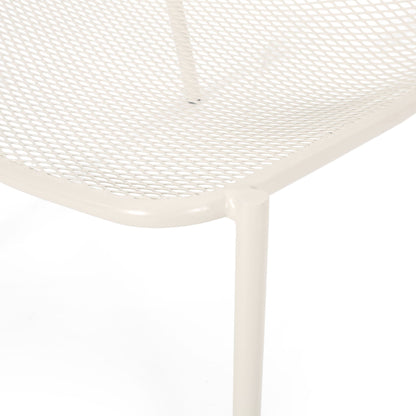Kincaid Stackable Iron Chair white armless outdoor chair with lattice mesh seat on Tampa Home & Garden Store