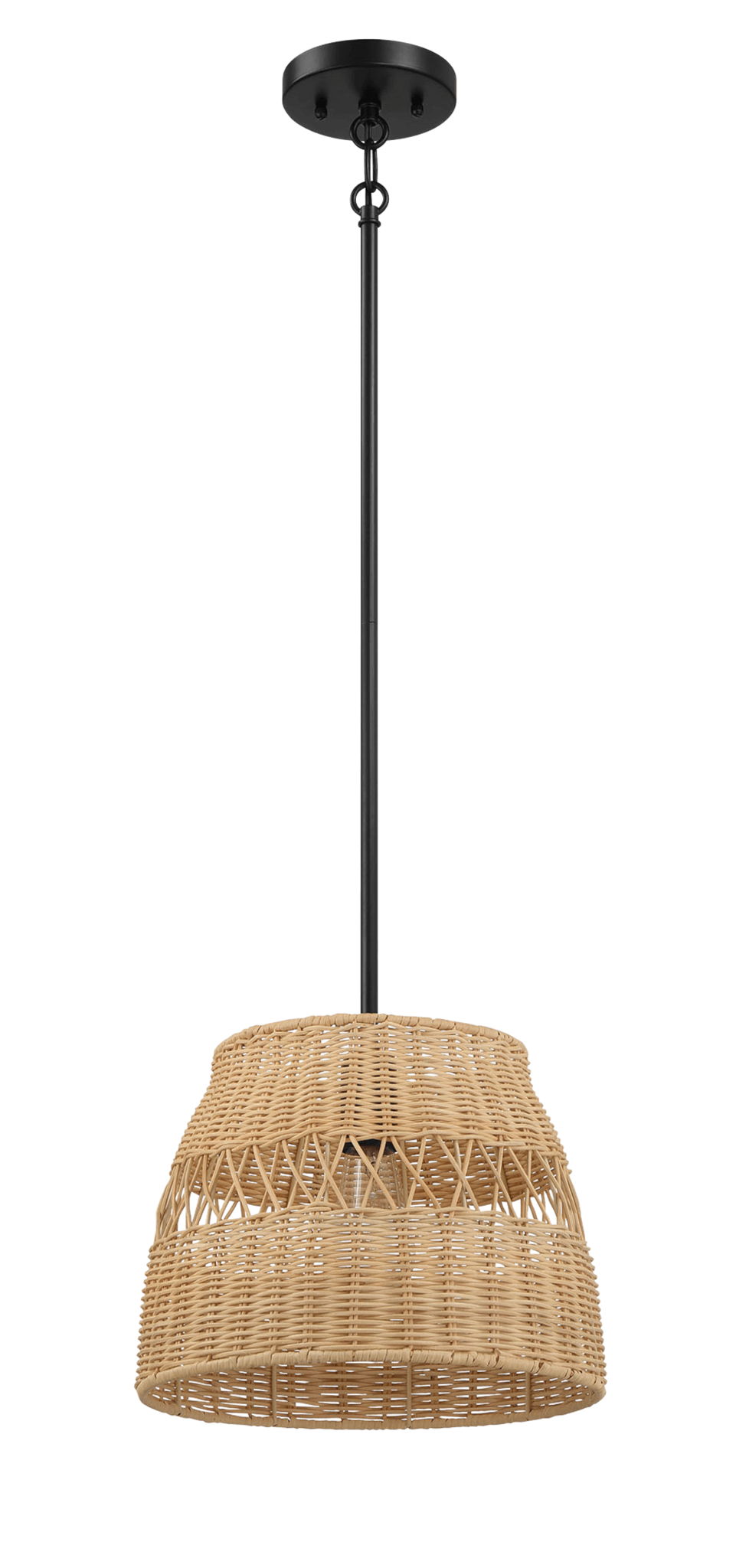 Essence Pendant Light with Shade black metal and natural rattan on Tampa Home & Garden Store