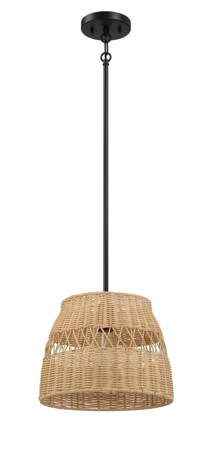 Essence Pendant Light with Shade black metal and natural rattan on Tampa Home & Garden Store