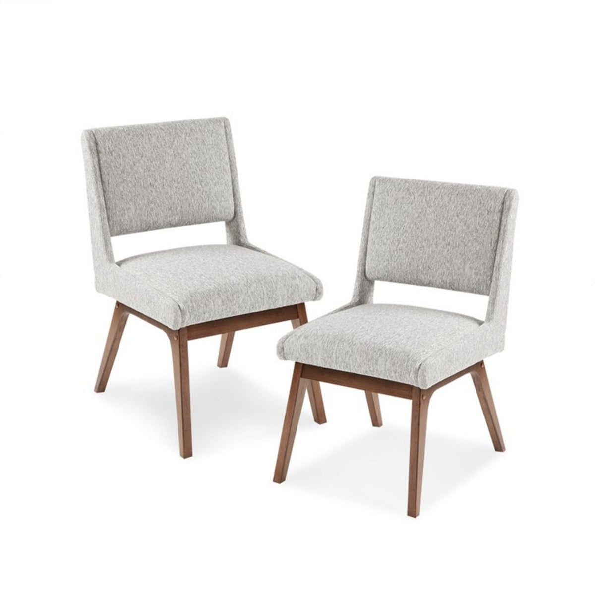 Dining side chair set (2) with light gray upholstered cushions and wooden legs on Tampa Home & Garden Store