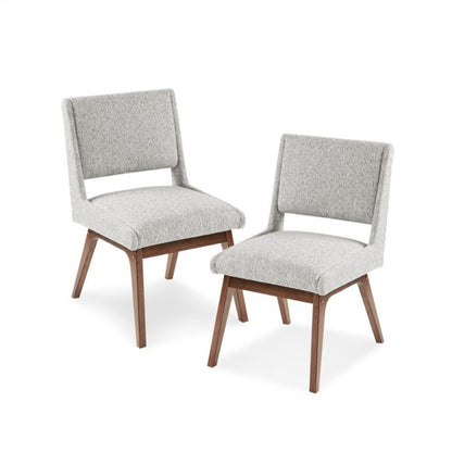 Dining side chair set (2) with light gray upholstered cushions and wooden legs on Tampa Home & Garden Store