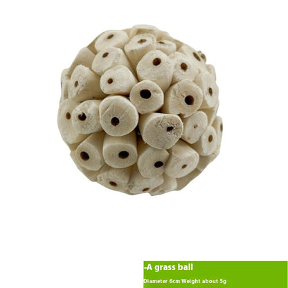 Parrot natural ricepaper pith ball bird toy cluster, round beige chew balls on Tampa Home & Garden Store