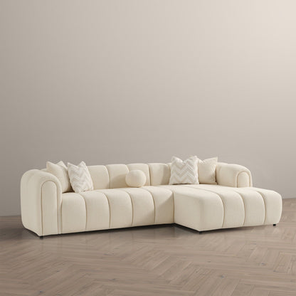 Beatrice Modern Tufted Right Sectional Sofa Ivory by HouseOfZazla on Tampa Home & Garden Store