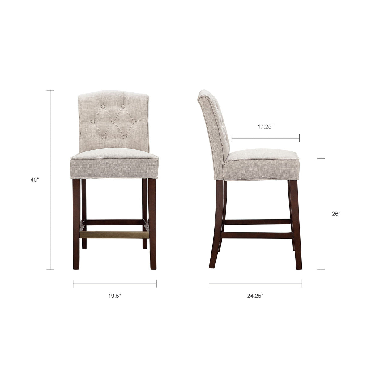 Tufted Counter Stool with Button Tufted Back - Tan, pair of counter height stools, HouseOfZazla on Tampa Home & Garden Store