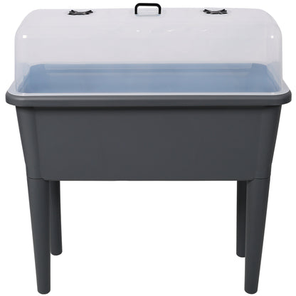 2 Piece Raised Garden Bed with Ventilated Lid by HouseOfZazla, clear lid over gray base on Tampa Home & Garden Store