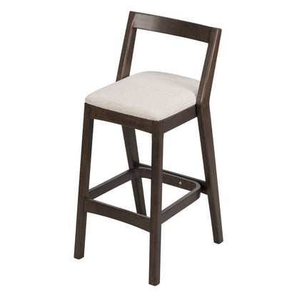 Jasper indoor bar stool set HouseOfZazla, dark brown rubberwood frame with beige fabric seat on Tampa Home & Garden Store
