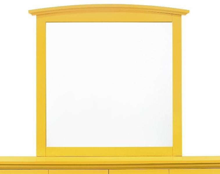 Wall mirror with yellow wood veneer frame and curved crown top on Tampa Home & Garden Store