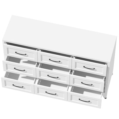 9-Drawer White Metal Dresser by HouseOfZazla with Quiet-Glide Rails and black handles on Tampa Home & Garden Store