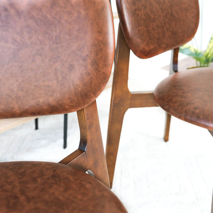 Kelsey dining chair set of 2 in brown leather with wood legs by Unique Piece Furniture on Tampa Home & Garden Store