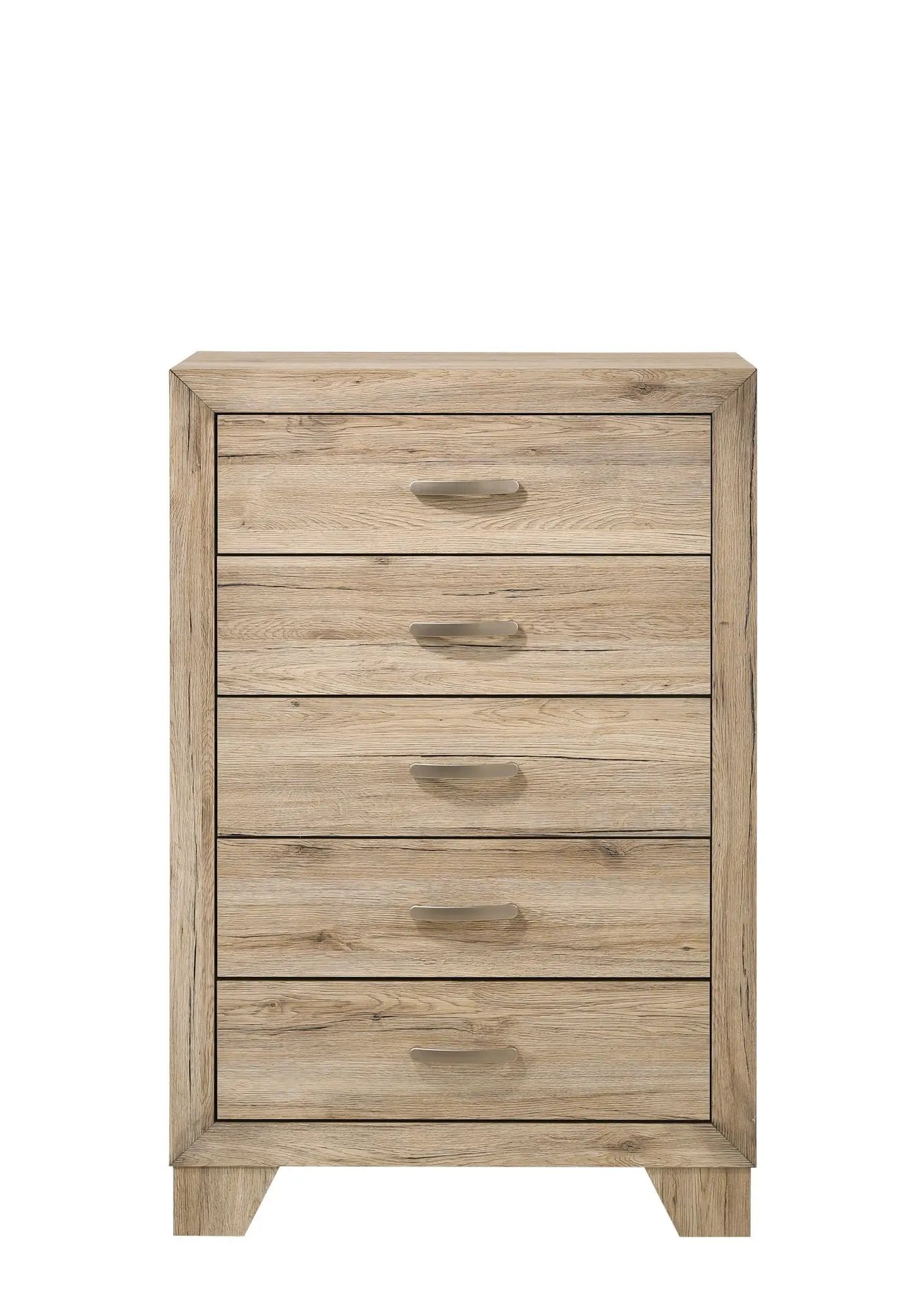 Miquell Elegant Design Chest, oak accent chest with brushed handles and multiple drawers on Tampa Home & Garden Store