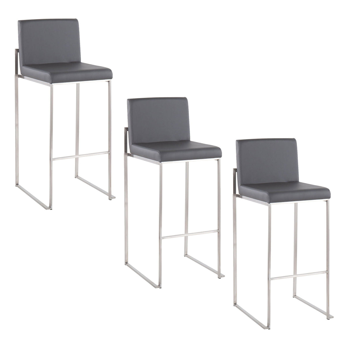 Bar stool set with contemporary high backs, gray upholstered seats, chrome legs, 4 stools on Tampa Home & Garden Store
