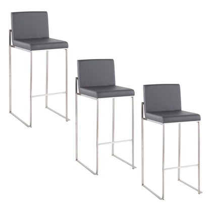 Bar stool set with contemporary high backs, gray upholstered seats, chrome legs, 4 stools on Tampa Home & Garden Store