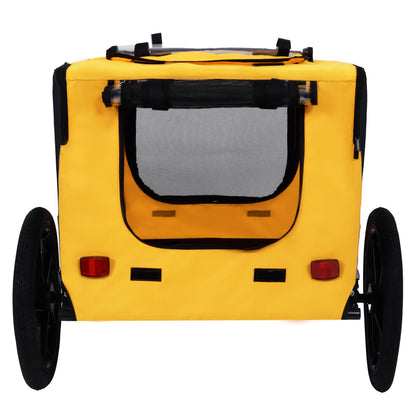 Pet Bike Trailer for medium dogs up to 66 lbs, yellow with mesh window, HouseOfZazla on Tampa Home & Garden Store