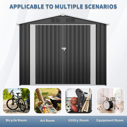 8ft and 4ft Sturdy Metal Outdoor Storage Shed
