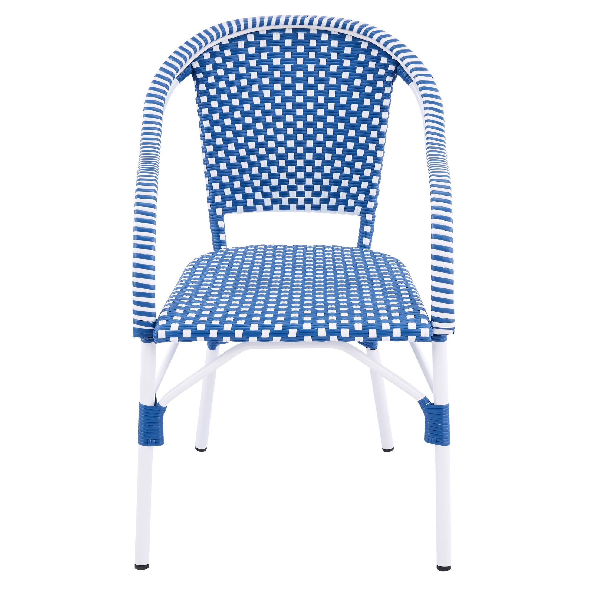 Outdoor Bistro Chairs with Aluminum Frame, blue/white striped weave, set of 2 on Tampa Home & Garden Store