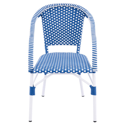 Outdoor Bistro Chairs with Aluminum Frame, blue/white striped weave, set of 2 on Tampa Home & Garden Store