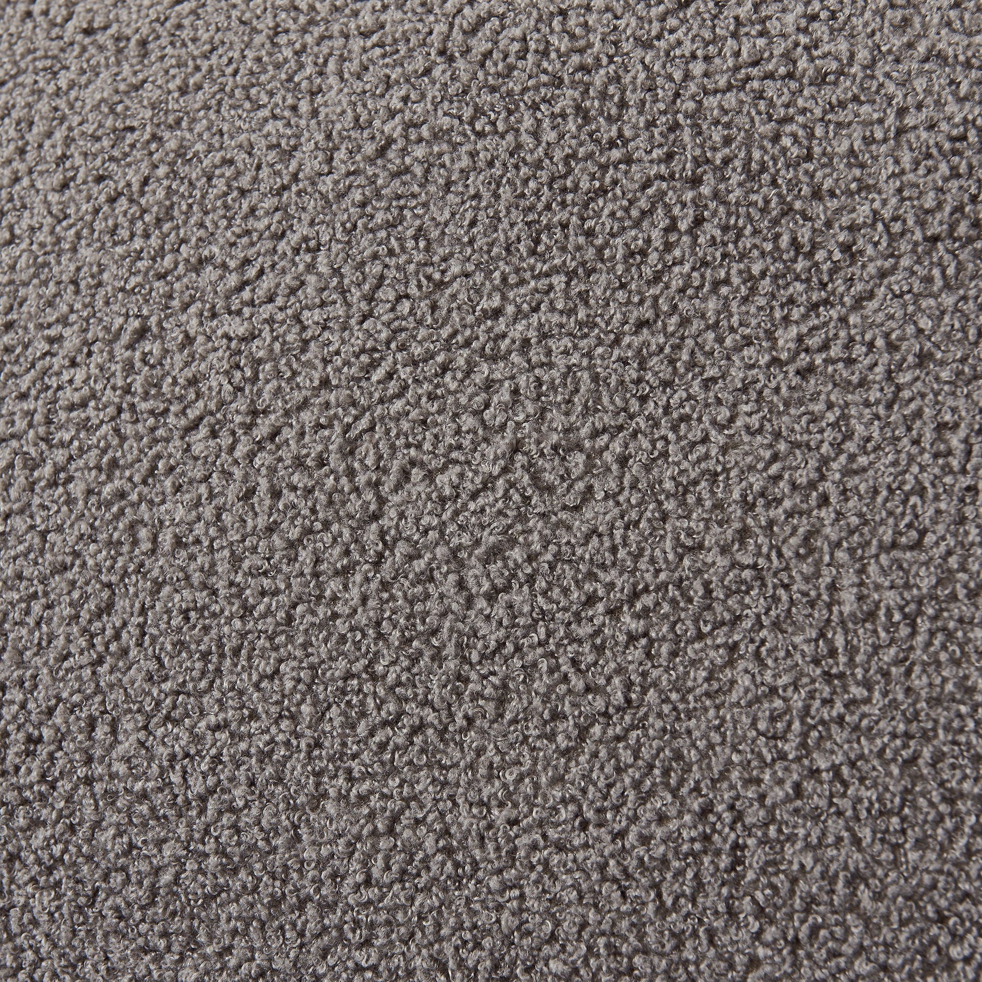 Loveseat sofa gray Sherpa fabric upholstery texture close-up on Tampa Home & Garden Store